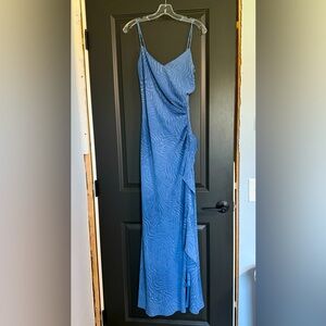 Blue Spaghetti Strap Prom Dress